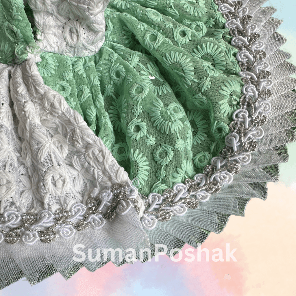 Two-Tonal White & Sage Green Poshak for Laddu Gopal Ji – Premium Washable Outfit - Image 3