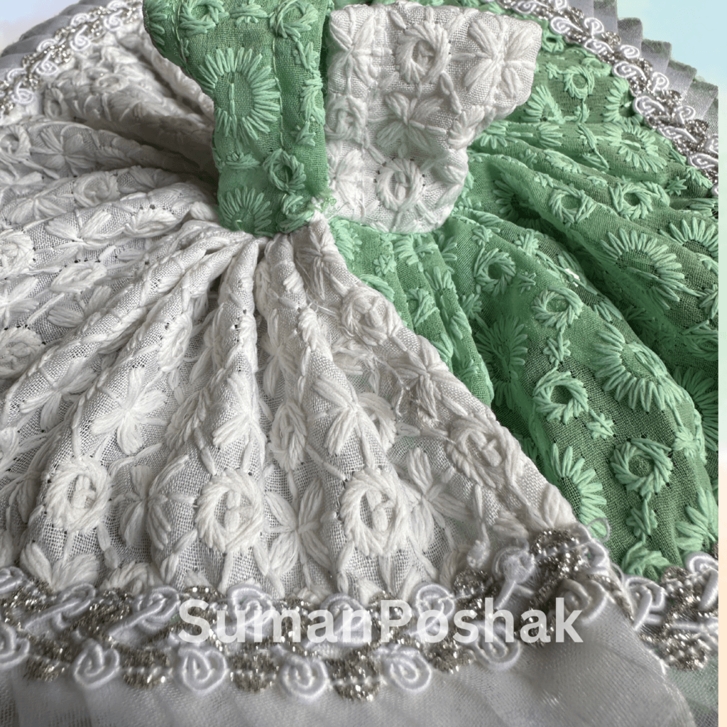 Two-Tonal White & Sage Green Poshak for Laddu Gopal Ji – Premium Washable Outfit - Image 2