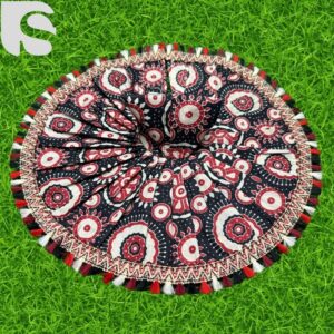 Black and red Bandhani print cotton dress for Thakur Ji with red-white lace border