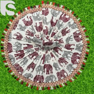 Cotton poshak with brown elephant prints for Laddu Gopal Ji