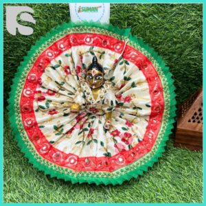 Cream Laddu Gopal dress with red and green thread embroidery – festival poshak