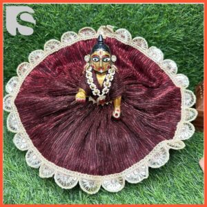 Deep maroon velvet Laddu Gopal dress with silver lace border – Janmashtami poshak